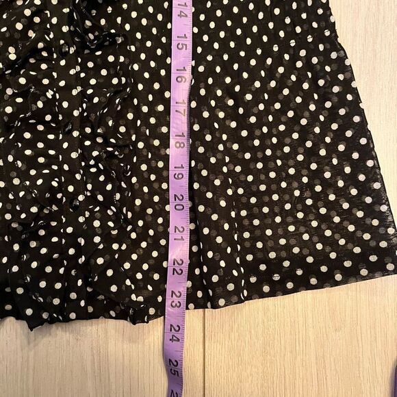 Black and white polka dot mesh ruffled blouse - Picture 9 of 9